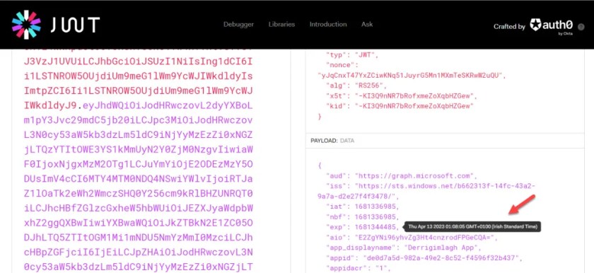 Checking the expiration time for an Azure AD access token
Azure AD access token lifetime