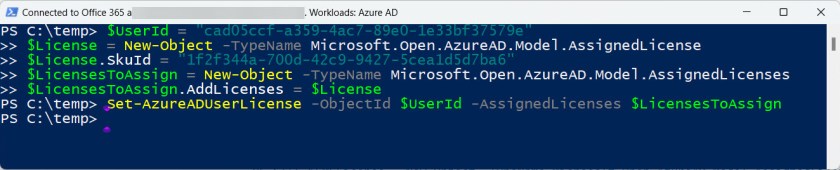 The Set-AzureADUserLicense cmdlet stopped working on June 30, 2023
AzureAD PowerShell retirement