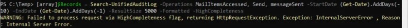 This happens a lot with high completeness audit log searches.
new audit events