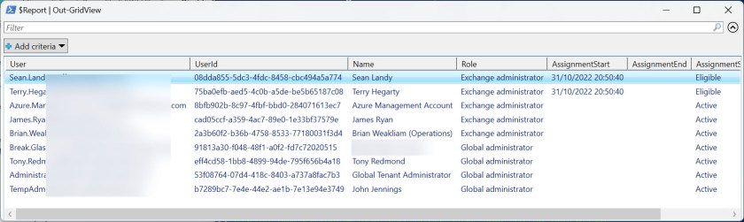Reporting PIM role assignments
Privileged Identity Management