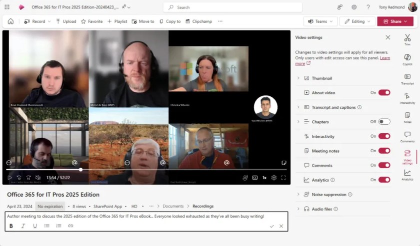 Editing the description of a Stream video.
Stream Video Updates