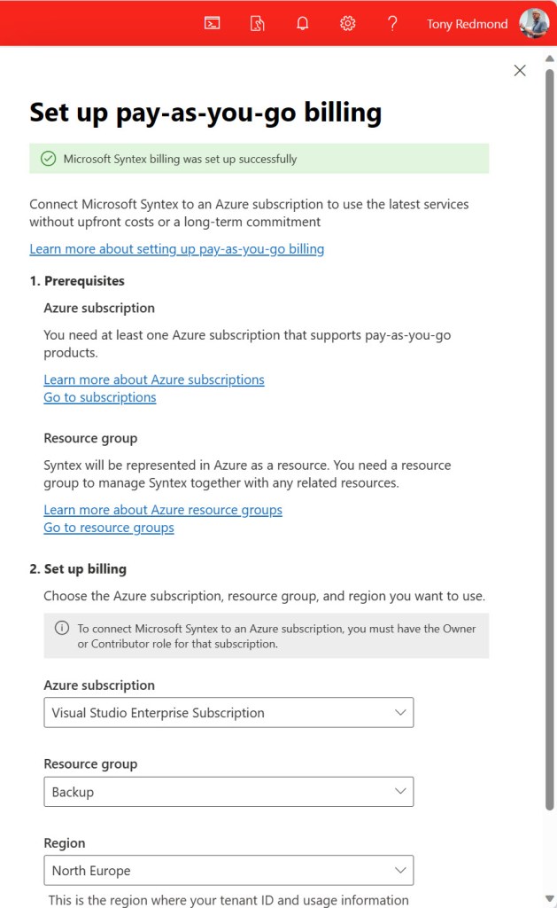 Configuring an Azure subscription for Syntex pay-as-you-go
Microsoft 365 backup
