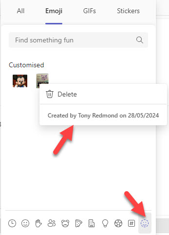 Selecting an emoji for deletion
